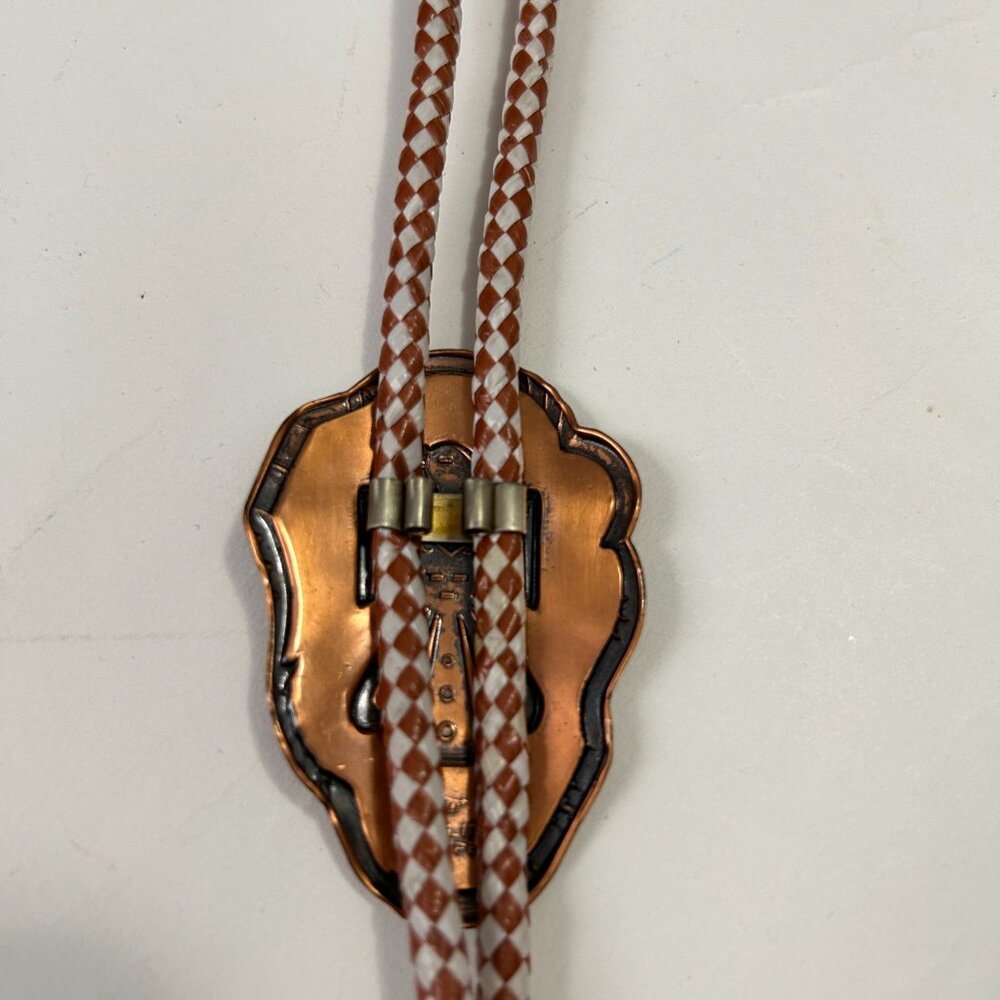 Solid Copper Thunderbird Slide Bolo Tie Native Am… - image 7